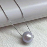 Gray Pearl Pendant Silver Necklace Crystal Heart Gift Charms Quartz