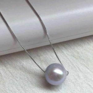 Gray Pearl Pendant Silver Necklace Crystal Heart Gift Charms Quartz