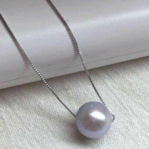 Gray Pearl Pendant Silver Necklace Crystal Heart Gift Charms Quartz