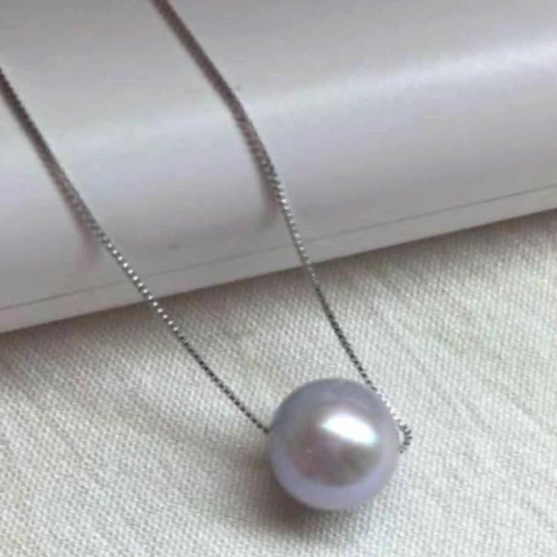 Gray Pearl Pendant Silver Necklace Crystal Heart Gift Charms Quartz