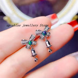 Natural Opal Earrings 925 Silver Simple Inlay Platinum Plated