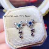 Natural Opal Earrings 925 Silver Simple Inlay Platinum Plated