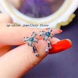 Natural Opal Earrings 925 Silver Simple Inlay Platinum Plated