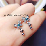 Natural Opal Earrings 925 Silver Simple Inlay Platinum Plated