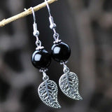 Agate Beads Earrings Tibetan Silver Leaf Freshwater Lucky Mother's DIY