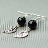 Agate Beads Earrings Tibetan Silver Leaf Freshwater Lucky Mother's DIY