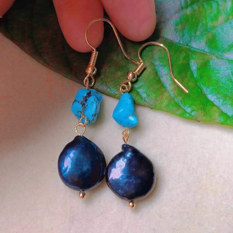 Baroque Pearl Turquoise Earrings Freshwater Aquaculture Year Thanksgiving