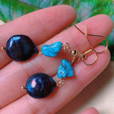 Baroque Pearl Turquoise Earrings Freshwater Aquaculture Year Thanksgiving