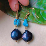 Baroque Pearl Turquoise Earrings Freshwater Aquaculture Year Thanksgiving