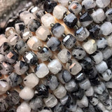 Rutilated Quartz Cube Beads 8mm Faceted for Jewelry Making