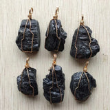 Tourmaline Stone Wire Irregular Pendants for Jewelry Making 6pcs/lot