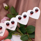 Blood Amber Stone Earrings 925 Silver Stud Rare Jewelry Women