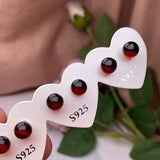Blood Amber Stone Earrings 925 Silver Stud Rare Jewelry Women