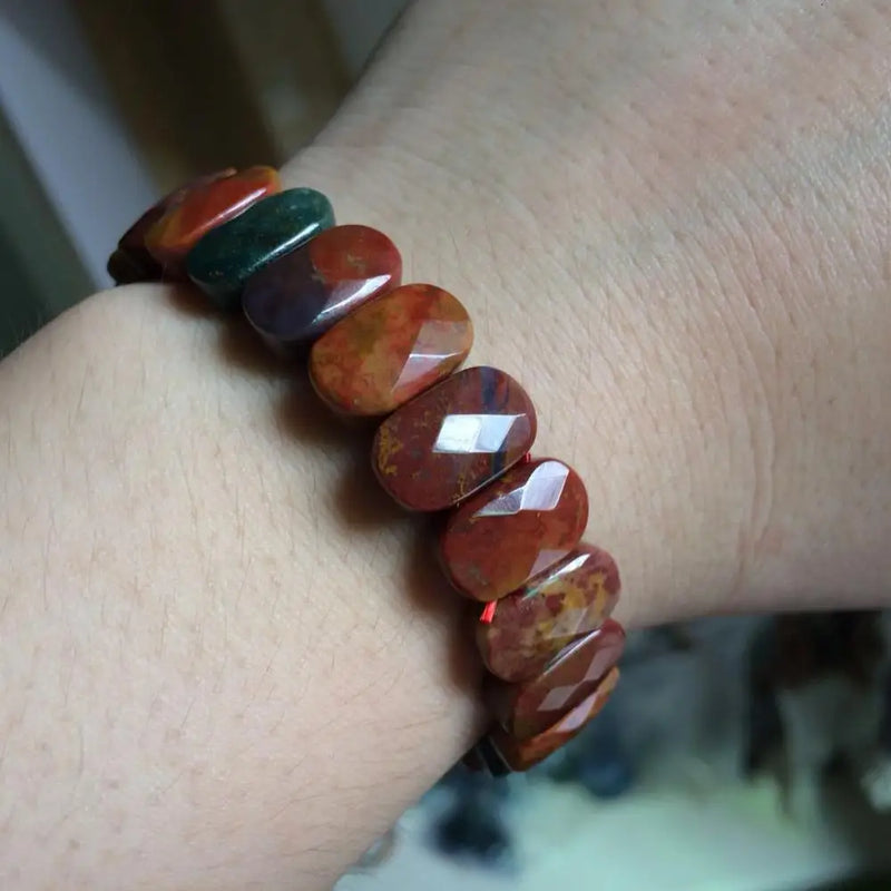 Bloodstone/Heliotrope Stone Beads Bracelet Gemstone Bangle for Women