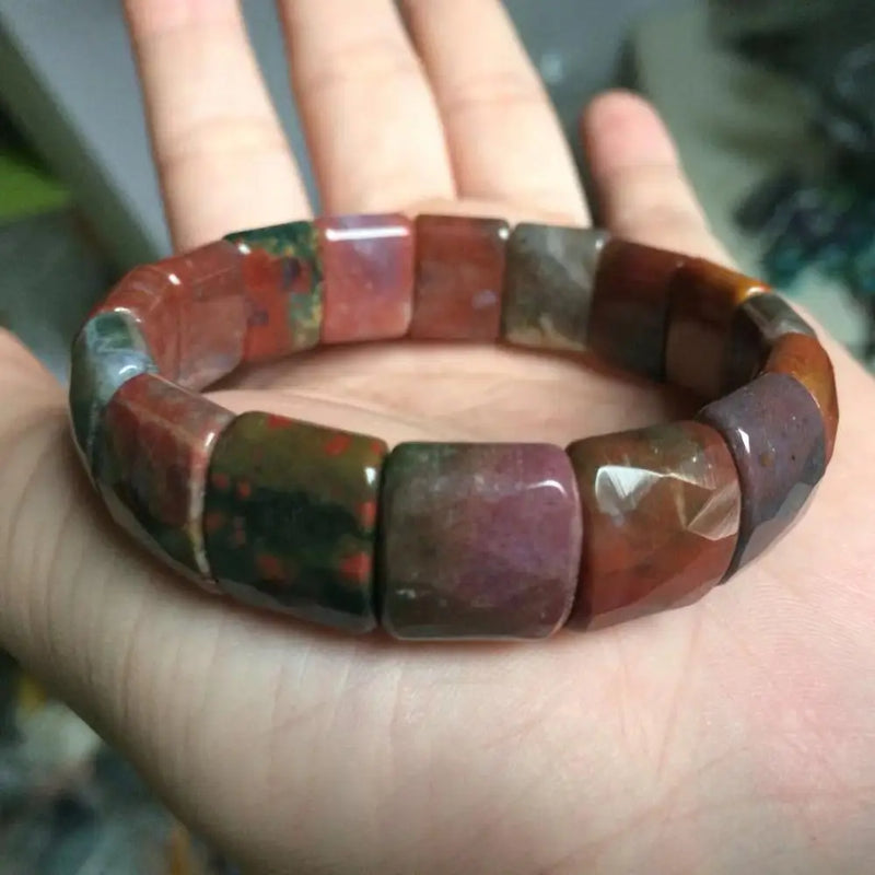 Bloodstone/Heliotrope Stone Beads Bracelet Gemstone Bangle DIY Jewelry