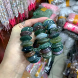 Bloodstone/Heliotrope Stone Beads Bracelet Gemstone Bangle