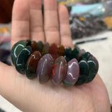 Bloodstone/Heliotrope Stone Beads Bracelet Natural Gemstone Bangle