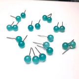 Amazonite Round Bead Stud Earrings 925 Silver Minimalist Small Earrings