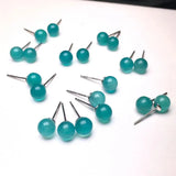 Amazonite Round Bead Stud Earrings 925 Silver Minimalist Small Earrings