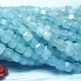 Faceted Cube Aquamarine Gemstone