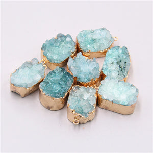 Druzy Crystal Quartz Pendant Charm for Necklace Jewelry Making