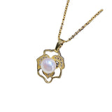 Natural Camellia 7-8mm Pearl Pendant Necklace by Female Minority