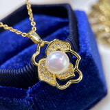 Natural Camellia 7-8mm Pearl Pendant Necklace by Female Minority