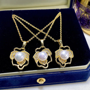 Natural Camellia 7-8mm Pearl Pendant Necklace by Female Minority