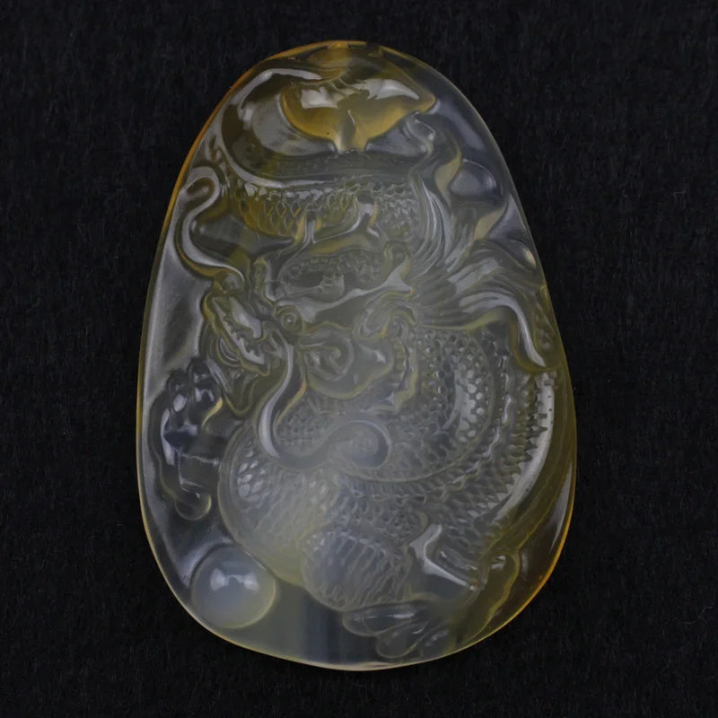 Natural Carnelian Agate Dragon Pendant Necklace for Men