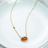 Carnelian Turquoise Egg Necklace Oval Pendant Silver Jewelry