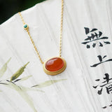 Carnelian Turquoise Egg Face Necklace Oval Pendant Silver Jewelry Gift
