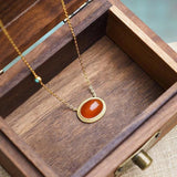 Carnelian Turquoise Egg Face Necklace Oval Pendant Silver Jewelry Gift