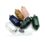 Carved Gemstone Perfume Bottle Pendant with Turquoise Silver Plating