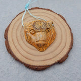 Picture Jasper Carved Bear Pendant Bead 32x30x10mm