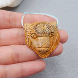 Picture Jasper Carved Bear Pendant Bead 32x30x10mm