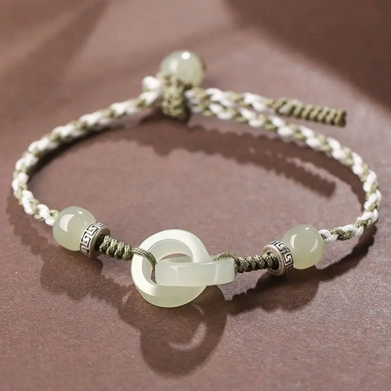 Chalcedony Jade Bracelets Women Vintage Bangles Silver Jewelry
