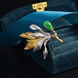 Chalcedony Ancient Rhyme Flower Brooch Pendant Pin