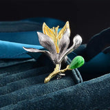 Chalcedony Ancient Rhyme Flower Brooch Dual-Use Chinese Pin Jewelry