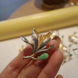 Chalcedony Rhyme Flower Brooch Pendant for Women
