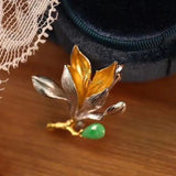 Natural Chalcedony Ancient Rhyme Flower Brooch Pendant Dual-Use Jewelry