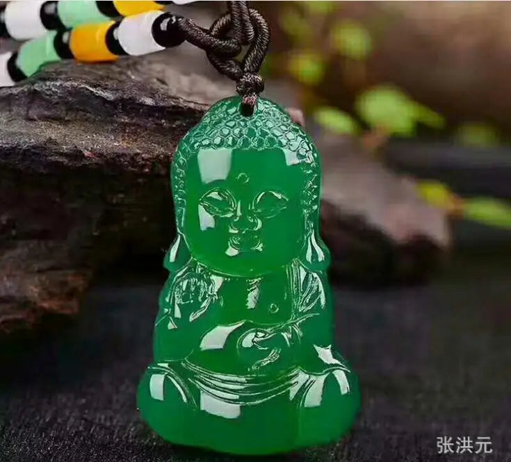 Chalcedony & Jade Pendant, Baby Agate Buddha, Couple Agate Buddha Pendant