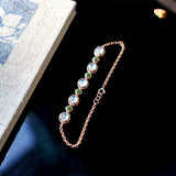 Natural Chalcedony Egg Noodle Charm Bracelet Retro Fairy Silver Jewelry