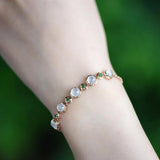 Natural Chalcedony Egg Noodle Charm Bracelet Retro Fairy Silver Jewelry