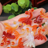Natural Chalcedony Fish Pendant Necklace Gift