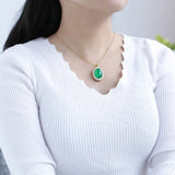 Chalcedony Safety Pendant Necklace with Ice Egg Noodles Clavicle Chain