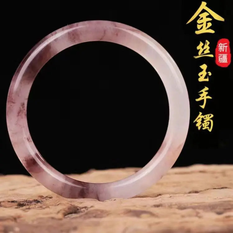 Natural Chalcedony Jade Bangle Round Bar Real Jade Violet Bangle