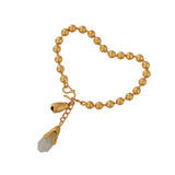 Chalcedony Magnolia Flower Bracelet Bead Chain Silver Jewelry