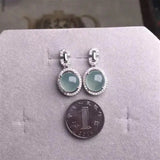 Chalcedony Oval Diamond Earrings Light Charm Silver Jewelry