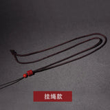 Natural Red Cinnabar Jade Hand-Carved Beads Lanyard Necklace