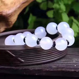 Chalcedony Agate Handcarved Beads Couples Bracelet with Jade